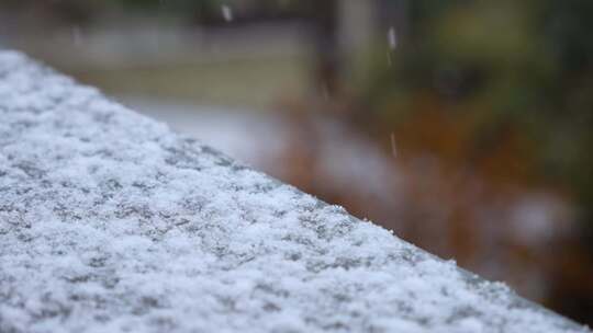 积雪覆盖的物体表面特写