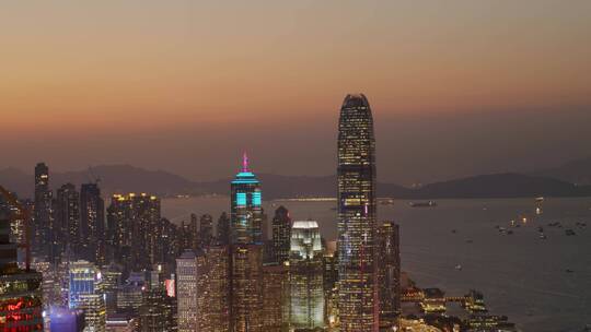 香港城市夜景航拍大景