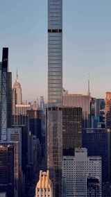 城市航拍纽约市中心57街111号摩天大楼地标高清在线视频素材下载