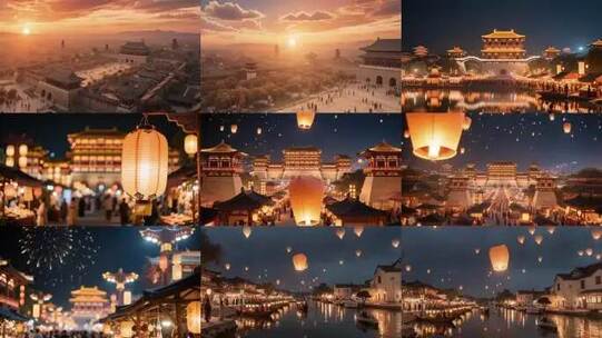 大唐盛世繁华长安，中国风古风背景高清在线视频素材下载