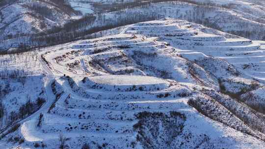 河南豫西丘陵山区雪后航拍