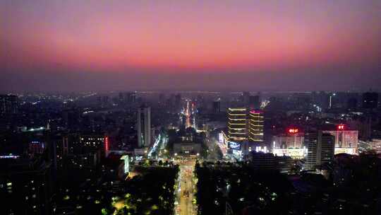广东湛江城市夜幕降临航拍视频素材模板下载