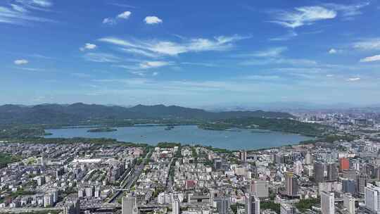 杭州市区杭州西湖大景航拍