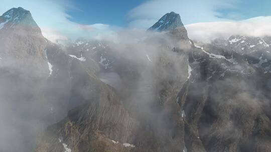 山脉雪山海岸线云海延时风景海南沿海