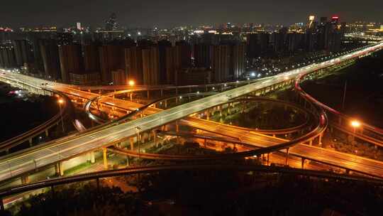 萧山高架桥夜景航拍延时