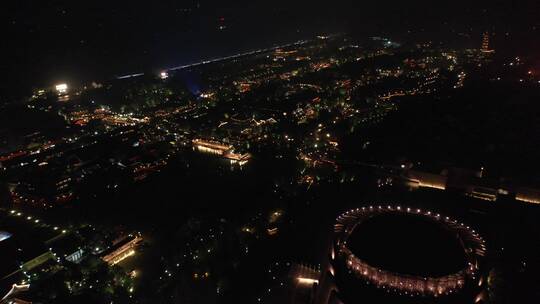 江南古镇乌镇航拍夜景风光