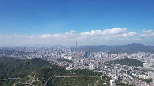 广东珠海城市大景蓝天白云天际线航拍