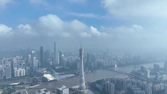 广州航拍广州塔珠江新城建筑风光无人机环绕