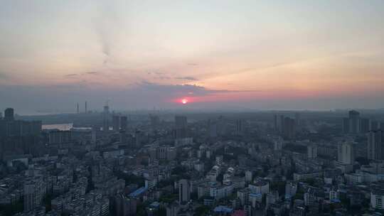 江西九江日出九江大景航拍