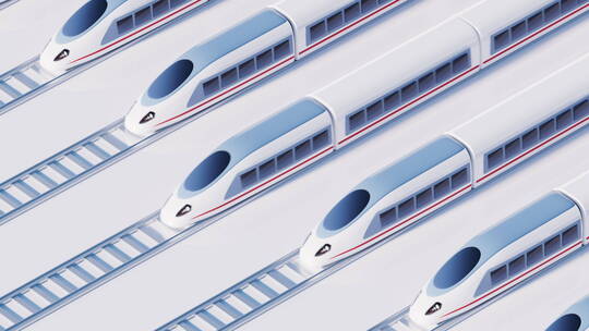 轨道高铁列车交通运输概念3D渲染