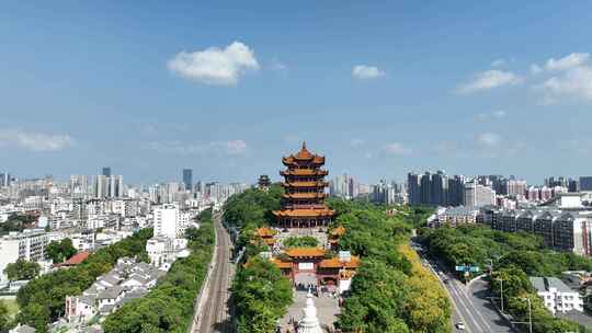 黄鹤楼航拍武汉地标城市景观建筑风光风景