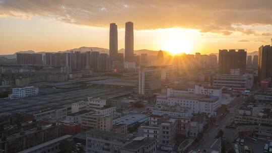 昆明城市风光延时昆明双塔