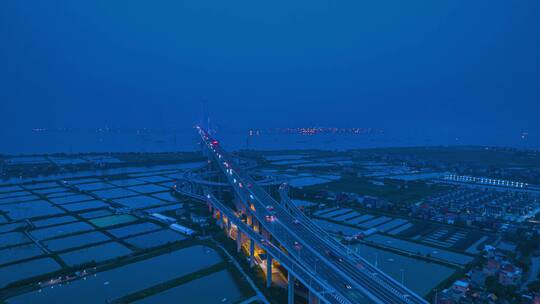 8K震撼广州南沙大桥立交桥交通日转夜延时