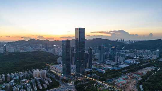 深业上城晚霞夜景大气宣传片航拍延时