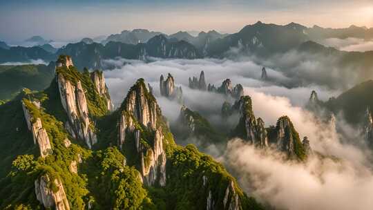 山峦云海壮丽全景