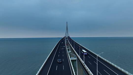 上海崇明长兴岛跨江大桥长江大桥航拍视频素材模板下载