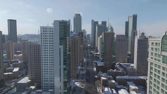 城市雪景 冬天 城市雪景航拍