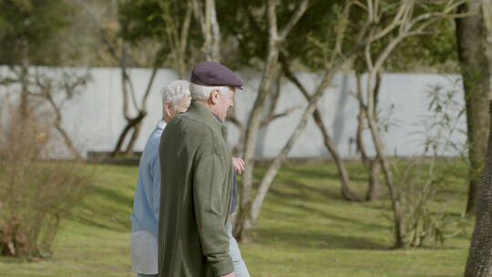 老年夫妇一起散步视频素材模板下载