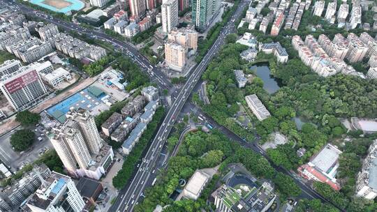 航拍福建福州鼓楼区镇海楼屏山公园