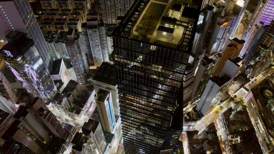 香港航拍铜锣湾夜景