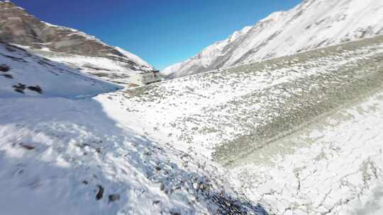 冰冻，湖，雪，山