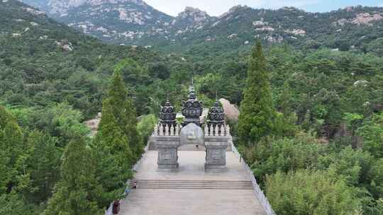 崂山华严寺景区4K航拍