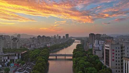 余姚城市航拍 大场景 余姚日出 生活区