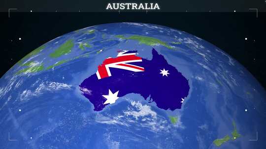 澳大利亚地图来自地球与旗帜视频素材模板下载