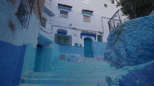 蓝色，独特，楼梯，Chefchaouen