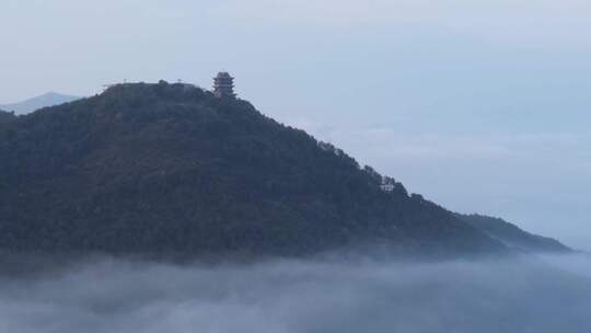 航拍金华积道山日出村庄云海合集人间仙境