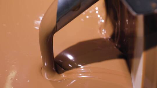 倒巧克力液体的特写