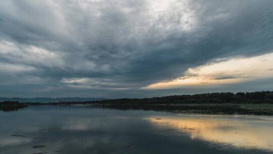 北京昌平沙河水库日落夕阳风光延时摄影