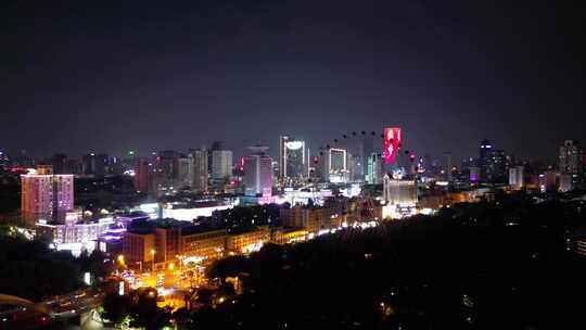 航拍安徽合肥夜景合肥老城区夜景