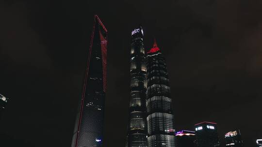 中国上海夜景陆家嘴南浦大桥