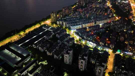 浙江省杭州市上城区钱江新城钱塘江夜晚夜景