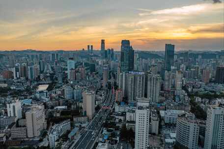 贵州贵阳城市风光全景延时大范围日转夜