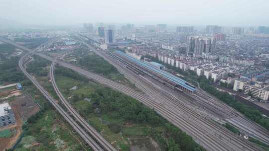 桂林北站交通轨道运输航拍