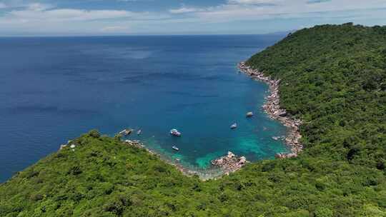 泰国龟岛热带雨林岛屿海湾自然风光航拍