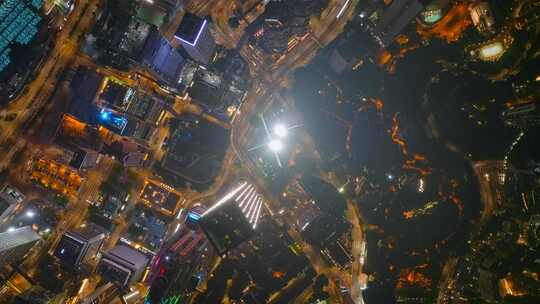 俯瞰中银大厦夜景航拍视频4K30P