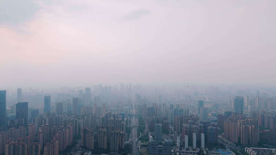 城市雾霾航拍大景