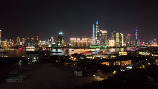 虹口区北外滩建筑航拍夜景