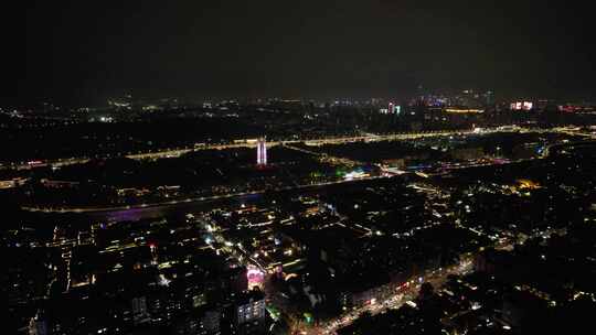 江苏南京城市夜景灯光航拍