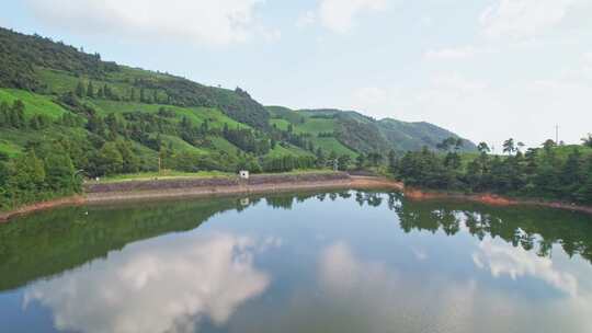 金华东白山水库茶园风景航拍