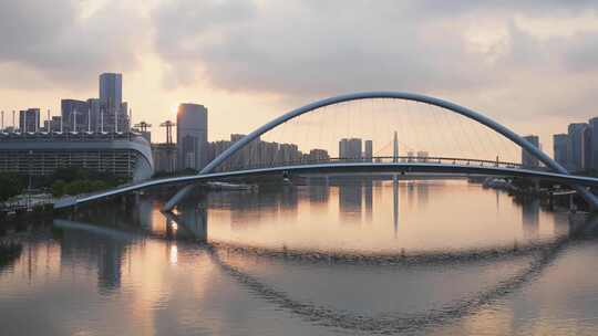 广州海心桥日出延时摄影视频素材模板下载