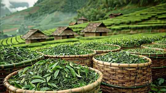 茶园茶场茶厂茶叶茶山春茶红茶绿茶采茶摘茶