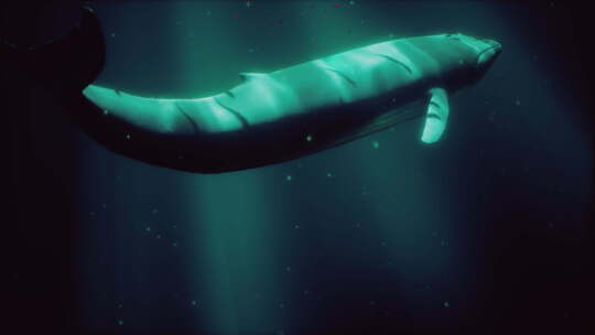 大型鲸鱼在鱼群中游泳