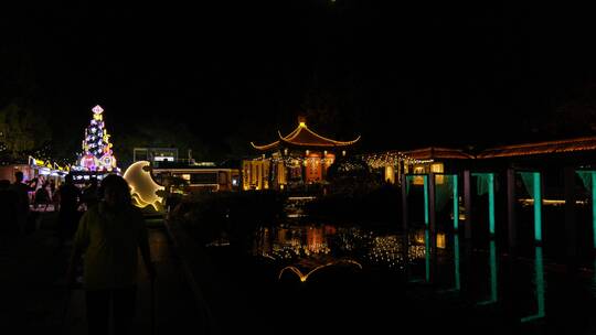 扬州瘦西湖夜景视频素材模板下载