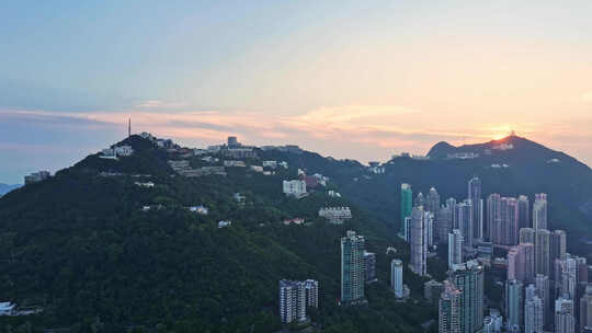 航拍香港太平山山顶住宅