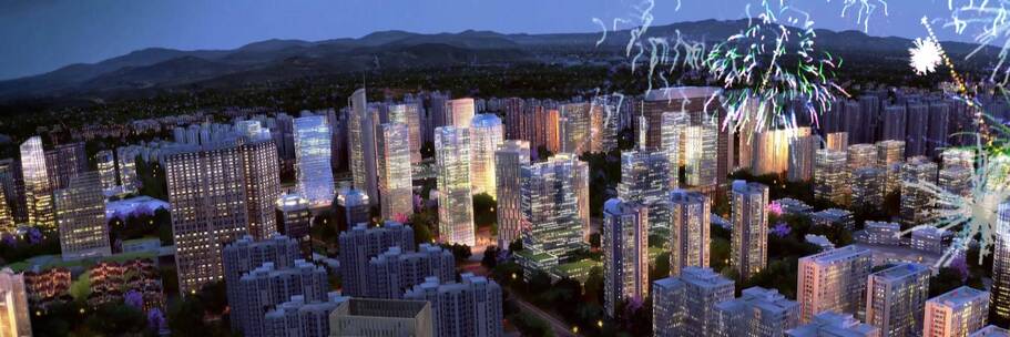 k-三维建筑漫游城市鸟瞰城市夜景动画宣传片