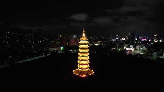 江西赣州翠浪塔夜景灯光航拍